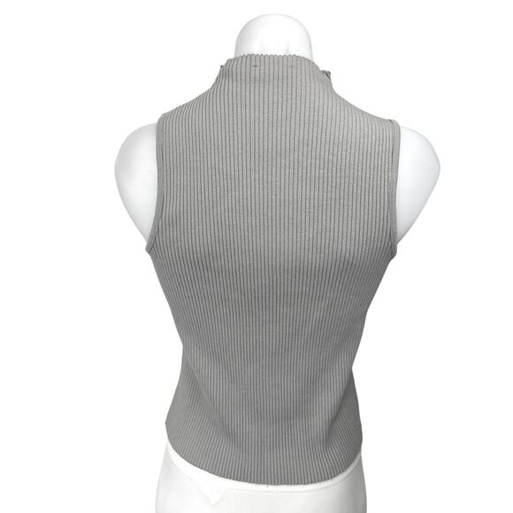 Vince Gray Ribbed Knit Turtleneck Sleeveless Stretch Sweater Vest Top Size S - Picture 2 of 4